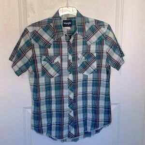 Wrangler Western Dark Blue Pearl Snap Shirt Medium